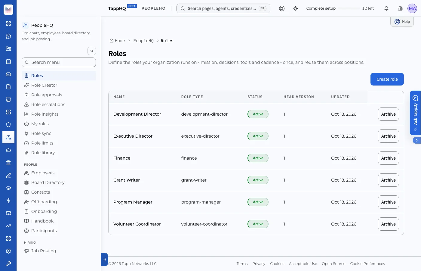 RoleHQ platform screenshot