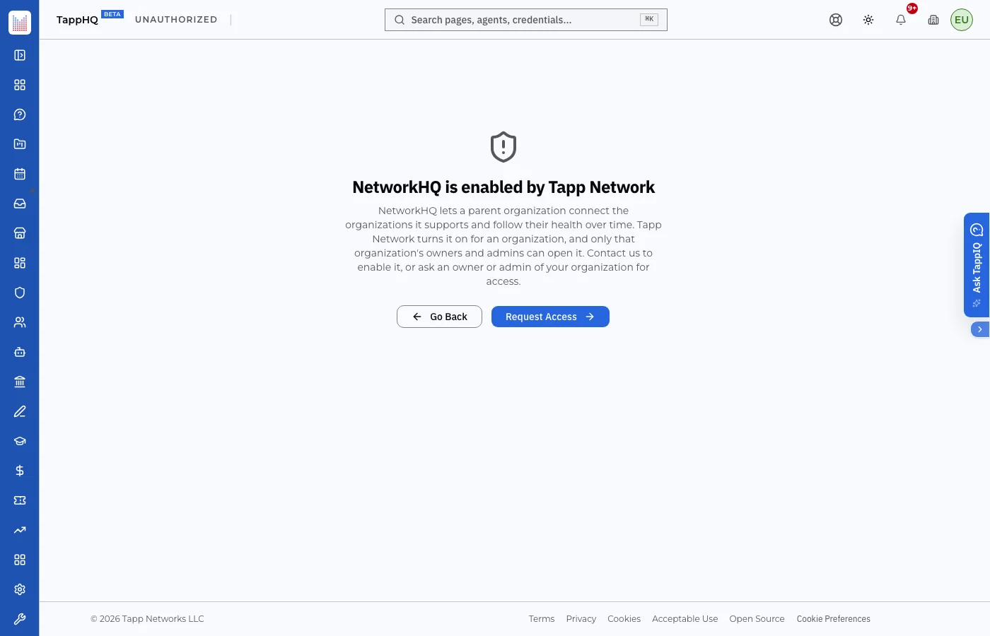 The NetworkHQ invites screen, listing three open invitation links with their status, use counts of 0 of 25, 0 of 10 and 0 of 5, expiry dates, and resend and revoke actions